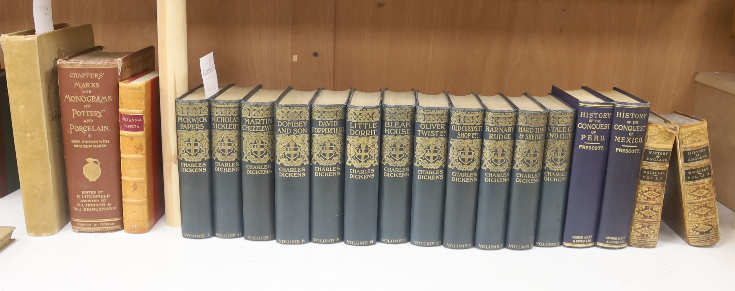 Dickens, Charles - The Works, 12 vols, blue cloth gilt, illustrations by ‘’Phiz’’, Seymour, and others, Blackwood, Le Bas & Co., [c.1900]; Hueffer, Ford, Maddox - The Cinque Ports, illustrated by William Hyde, qto, cloth